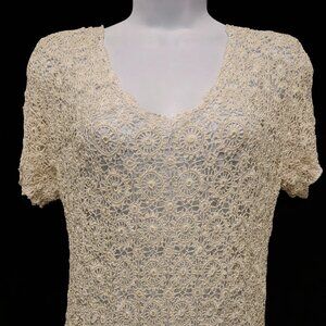 Gorgeous Vintage Retro Best Quality Hand Crocheted Lace Top